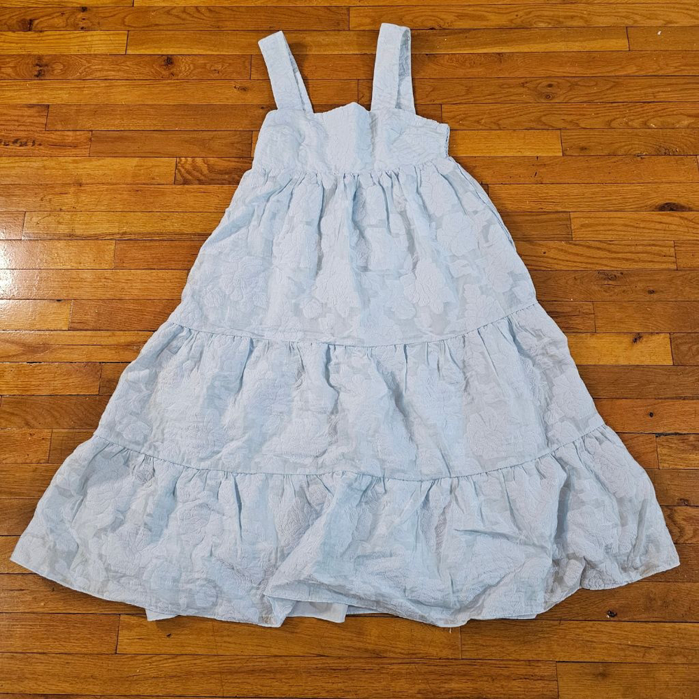 Amanda Uprichard Light Blue Floral Tiered Midi Dress Small